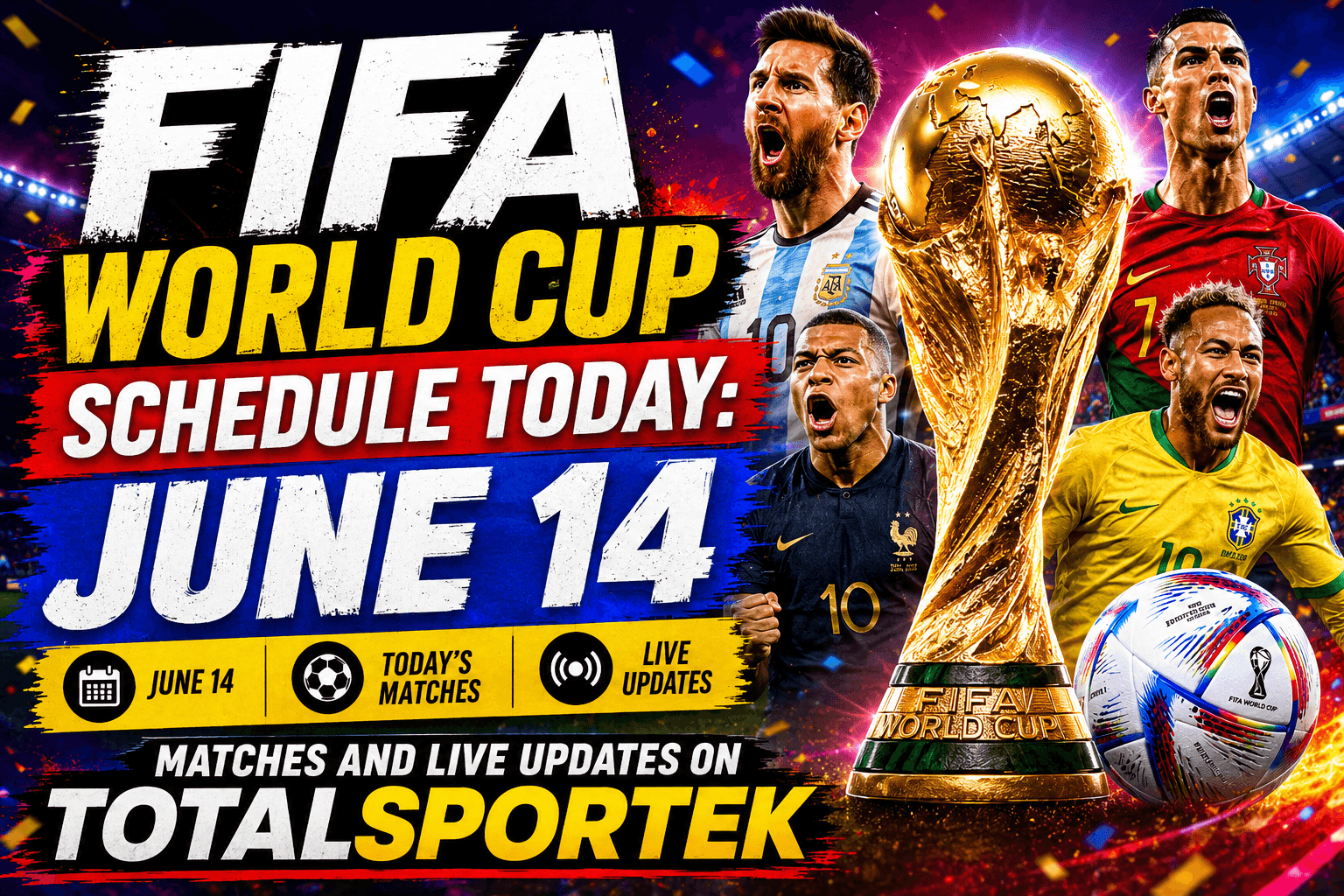 FIFA World Cup Schedule Today: June 14 Matches and Live Updates on Totalsportek