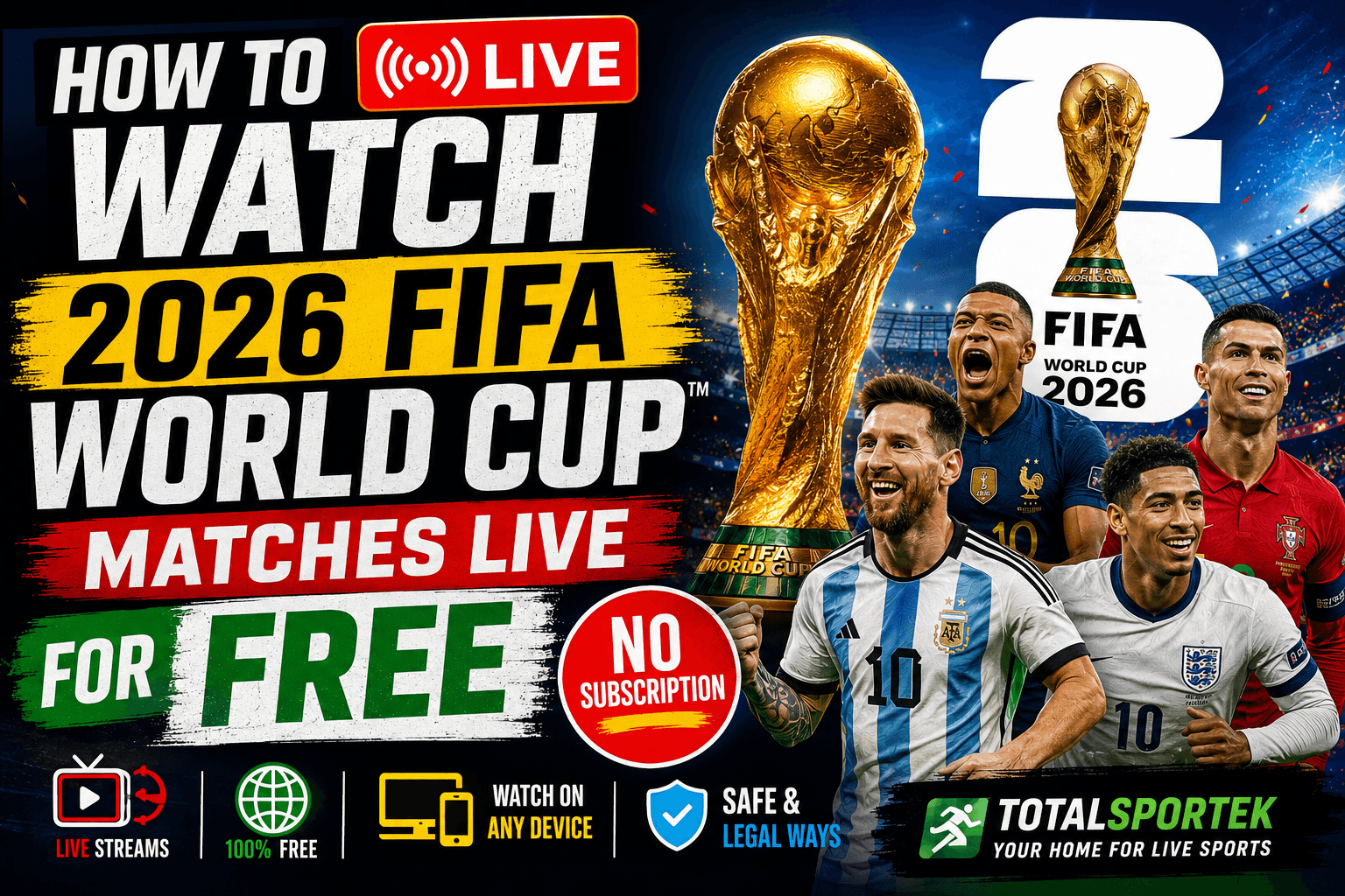 How to Watch 2026 FIFA World Cup Matches Live for Free Without a Subscription